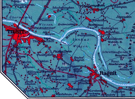Karte des Memel-Ufers: Ragnit und Tilsit